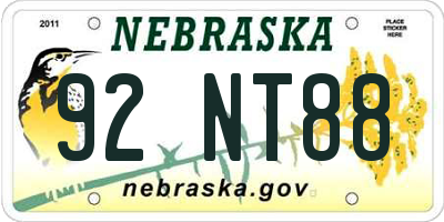 NE license plate 92NT88