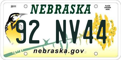 NE license plate 92NV44