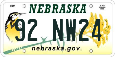 NE license plate 92NW24