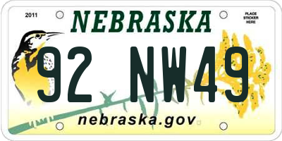 NE license plate 92NW49