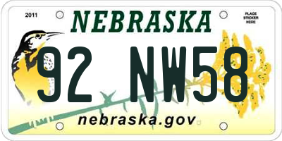 NE license plate 92NW58