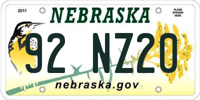 NE license plate 92NZ20