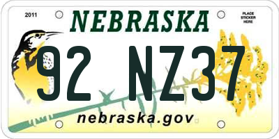 NE license plate 92NZ37