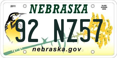 NE license plate 92NZ57