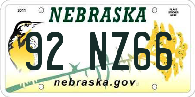 NE license plate 92NZ66