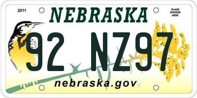 NE license plate 92NZ97