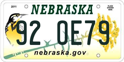 NE license plate 92OE79
