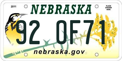 NE license plate 92OF71