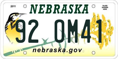 NE license plate 92OM41