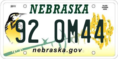 NE license plate 92OM44