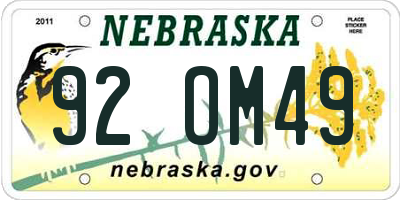 NE license plate 92OM49