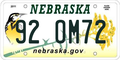 NE license plate 92OM72