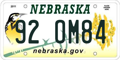 NE license plate 92OM84