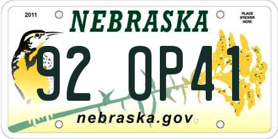 NE license plate 92OP41