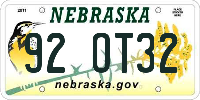 NE license plate 92OT32