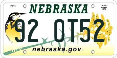 NE license plate 92OT52