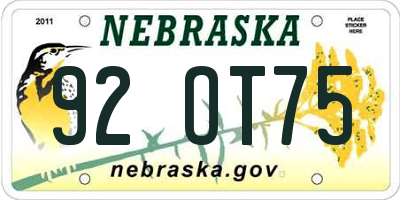 NE license plate 92OT75