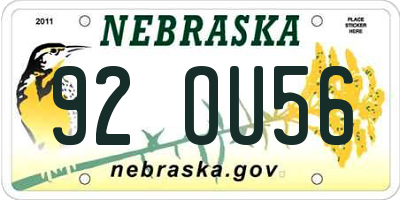 NE license plate 92OU56