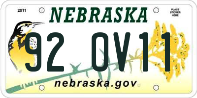 NE license plate 92OV11