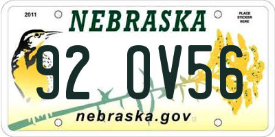 NE license plate 92OV56