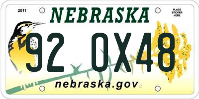 NE license plate 92OX48