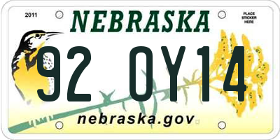 NE license plate 92OY14