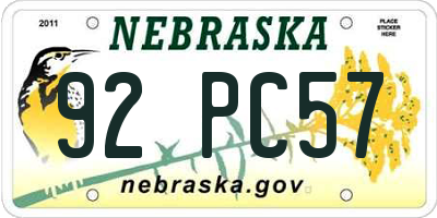 NE license plate 92PC57
