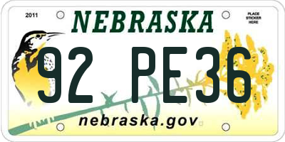 NE license plate 92PE36