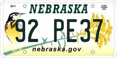 NE license plate 92PE37
