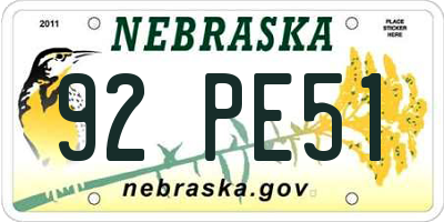 NE license plate 92PE51