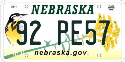 NE license plate 92PE57