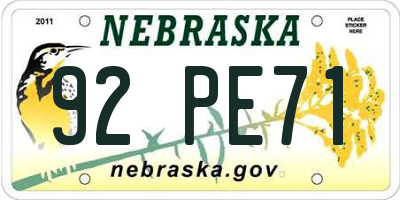 NE license plate 92PE71