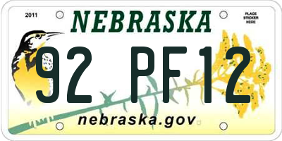 NE license plate 92PF12