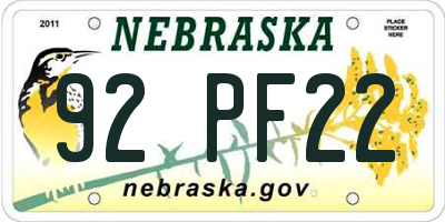 NE license plate 92PF22