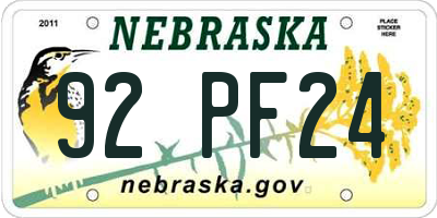 NE license plate 92PF24