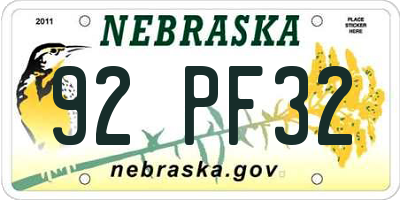 NE license plate 92PF32
