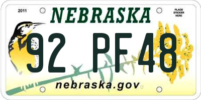 NE license plate 92PF48