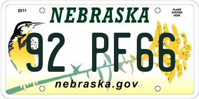 NE license plate 92PF66