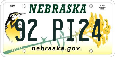 NE license plate 92PI24