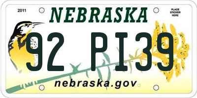 NE license plate 92PI39
