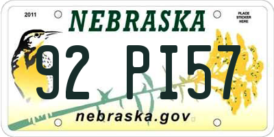 NE license plate 92PI57