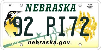 NE license plate 92PI72