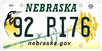NE license plate 92PI76