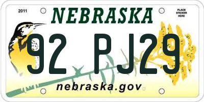 NE license plate 92PJ29