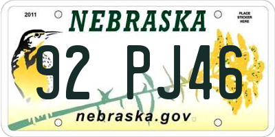 NE license plate 92PJ46