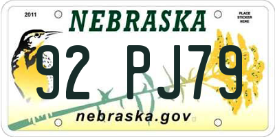 NE license plate 92PJ79