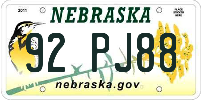 NE license plate 92PJ88