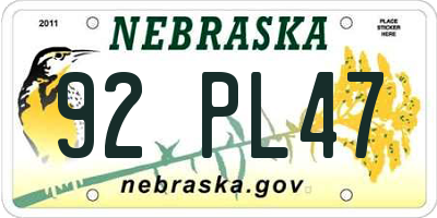 NE license plate 92PL47