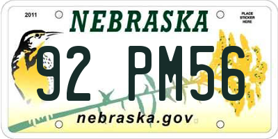 NE license plate 92PM56
