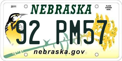 NE license plate 92PM57